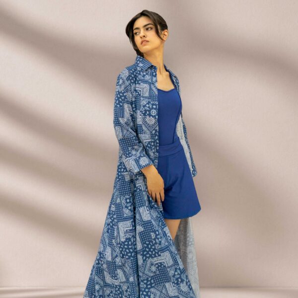 Featuring Mayoh's Breeze buttoned dress in the colour blue