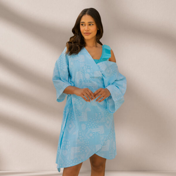 Featuring Mayoh's Serenity sky blue wrap dress