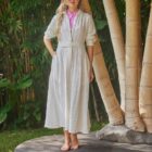 White knit Buttoned Dress