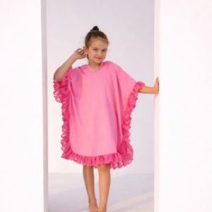 Mini Pink Hooded Poncho
