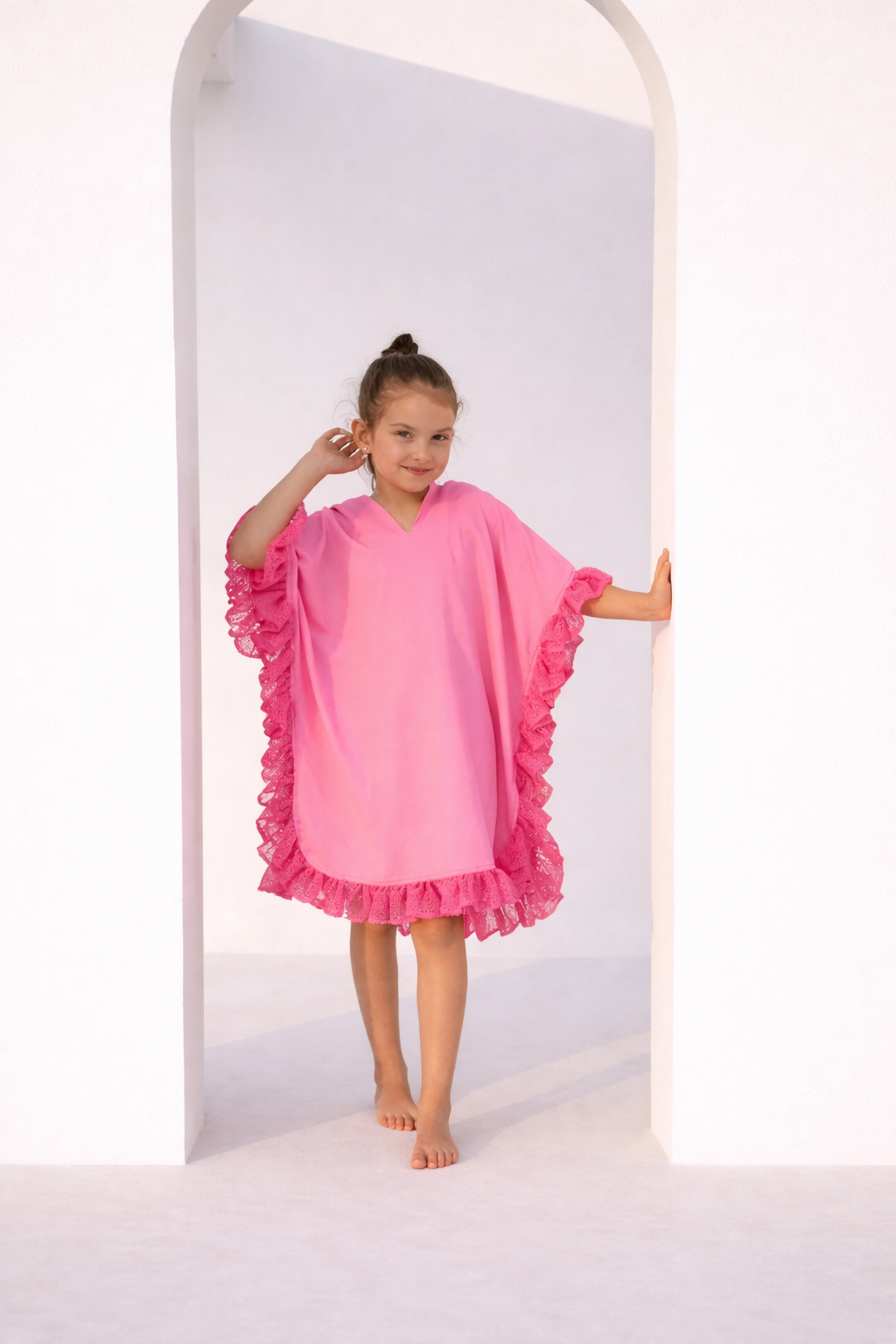 Mini Pink Hooded Poncho